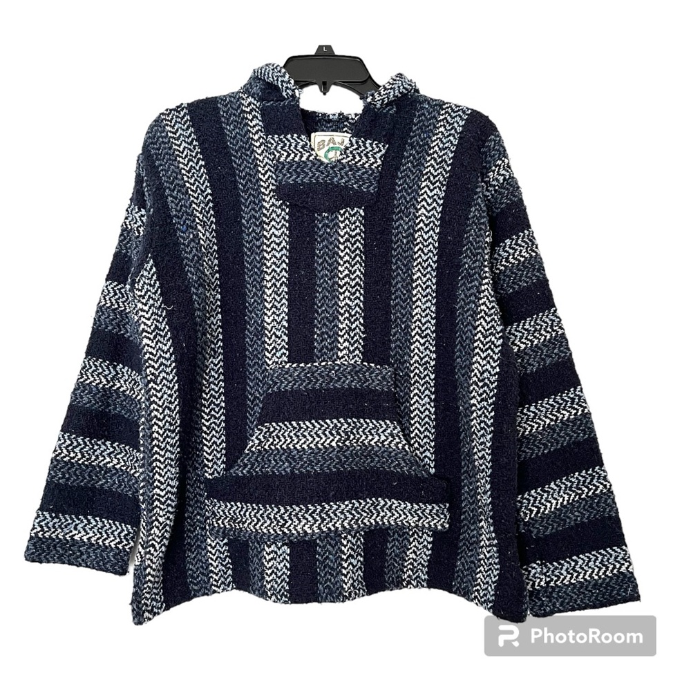 Baja Joe hooded pullover sweatshirt kangaroo pocket woven size S